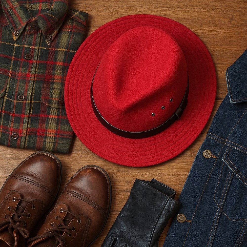 Vintage Filson Wool Packer Fedora Blaze Red XL Virgin Wool Seattle USA